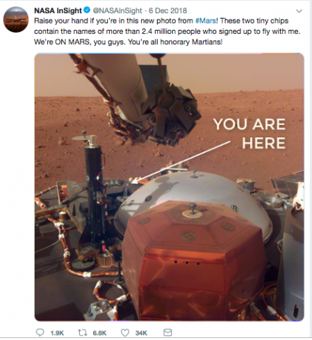 Photo &amp; message sent back from InSight
