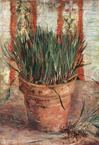 “Flowerpot with Chives” by Vincent van Gogh, 1887.